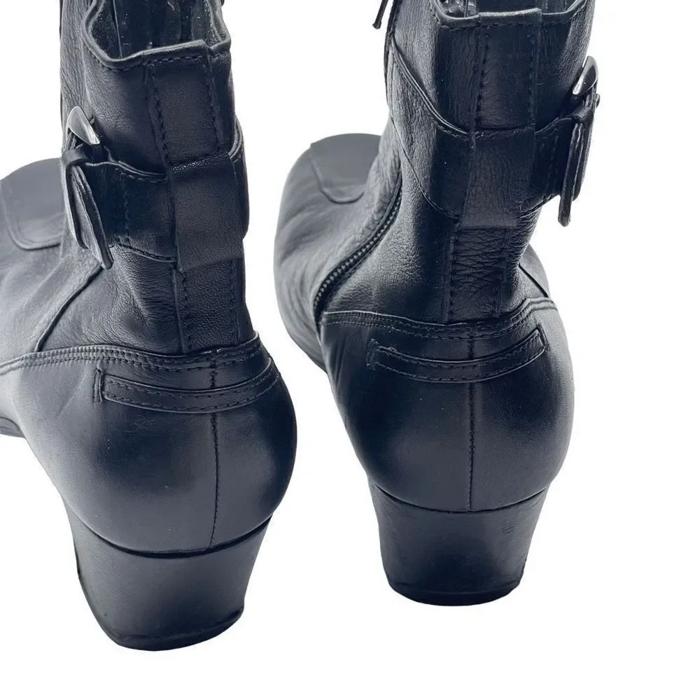 Clarks Artisan Women's Mid Calf Boots Shoes Heeled Leather Black Size 8